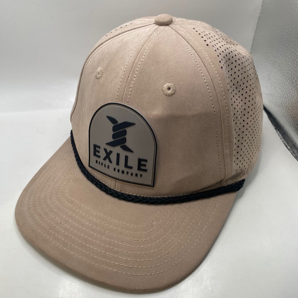 Exile Rifle Company Tan Laser Perforated Snapback Hat Mens OSFM Khaki Rope Cap